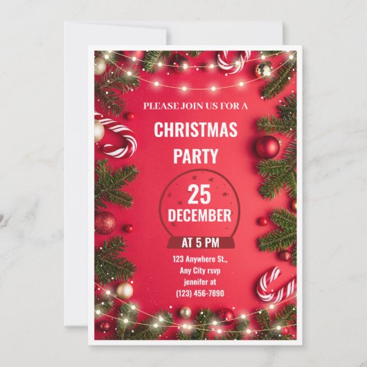 Red Green Christmas Party Invitation Flyer (Devant)