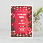 Red Green Christmas Party Invitation Flyer (Debout devant)