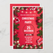 Red Green Christmas Party Invitation Flyer (Devant / Derrière)