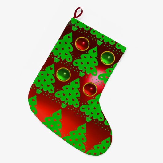 RED GREEN CHRISTMAS TREE MET HEARTS GROTE KERSTSOK (Voorkant (Hangend))