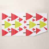 Red Green Christmas Tree Modern Cute Motif (Serviette de bain)