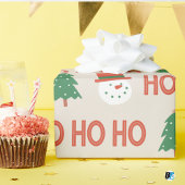 Red Green Cream Playful Modern Snowman Tree X-mas Cadeaupapier