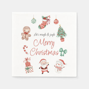 Red Green Cute Santa Kerstparty Napkin Servet