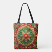 Red Green Decorative Christmas Holiday Tote Bag (Dos)