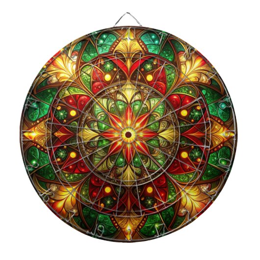 Red Green Decorative Floral Dartboard Dartbord (Voorkant)