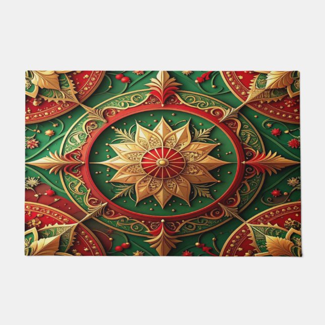 Red Green Decorative Holiday Doormat Deurmat (Voorkant)