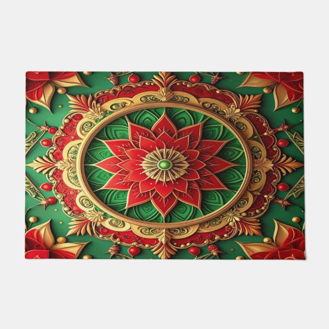Red Green Decorative Holiday Doormat Deurmat (Voorkant)