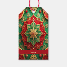 Red Green Decorative Holiday Gift Tag Cadeaulabel