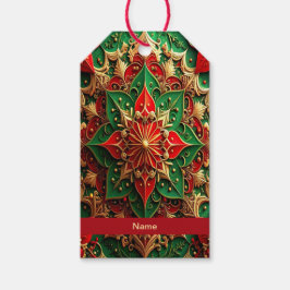 Red Green Decorative Holiday Gift Tag Cadeaulabel