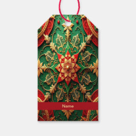 Red Green Decorative Holiday Gift Tag Cadeaulabel