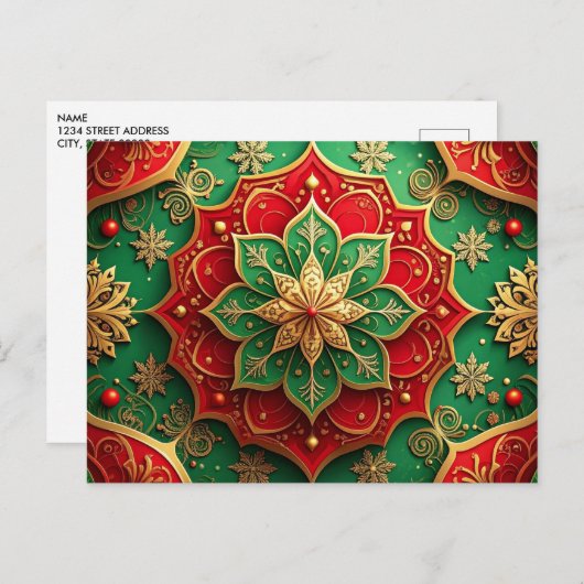 Red Green Decorative Holiday Postcard Briefkaart (Voorkant / Achterkant)