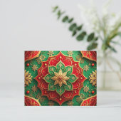 Red Green Decorative Holiday Postcard Briefkaart (Staand voorkant)