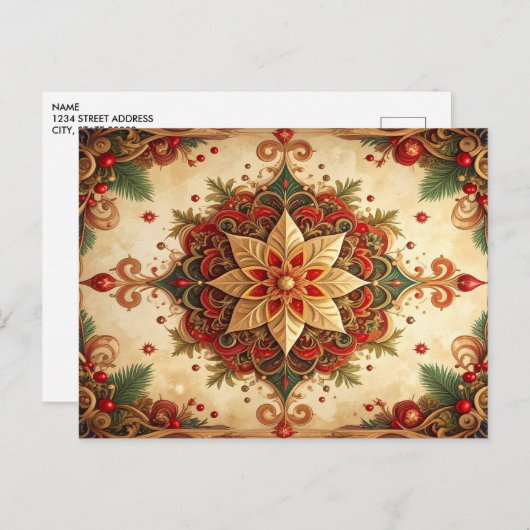Red Green Decorative Holiday Postcard Briefkaart (Voorkant / Achterkant)