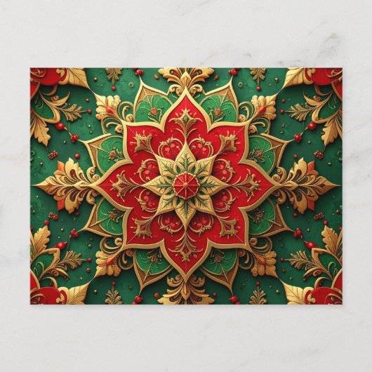 Red Green Decorative Holiday Postcard Briefkaart (Voorkant)