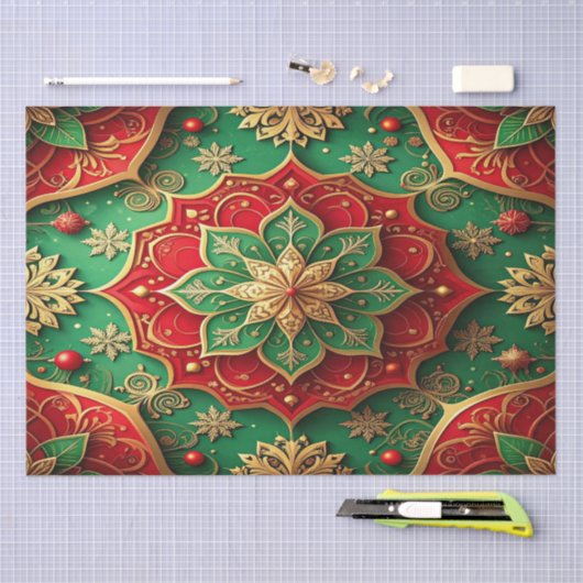 Red Green Decorative Holiday Tissue Paper Tissuepapier (Craft)