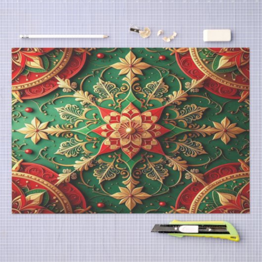 Red Green Decorative Holiday Tissue Paper Tissuepapier (Craft)