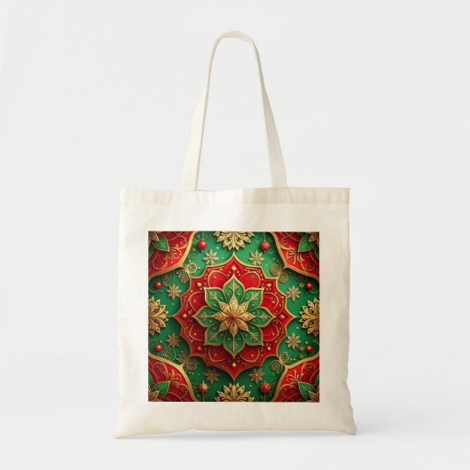 Red Green Decorative Holiday Tote Bag (Voorkant)