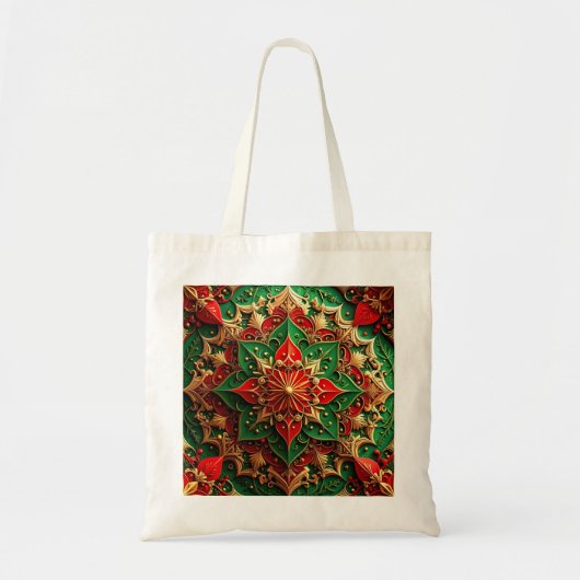 Red Green Decorative Holiday Tote Bag (Devant)