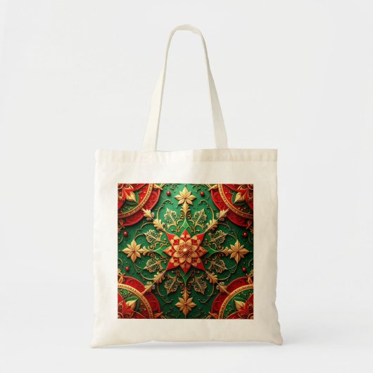 Red Green Decorative Holiday Tote Bag (Devant)