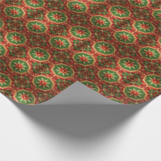 Red Green Decorative Holiday Wrapping Paper Cadeaupapier (Hoek)