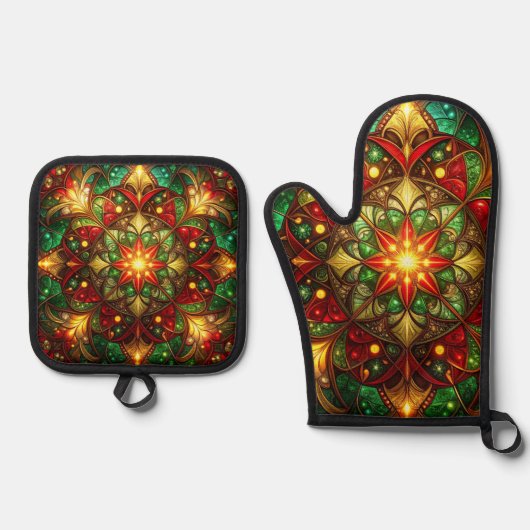 Red Green Decorative Ovenwant & Pannenlap Set (Voorkant)