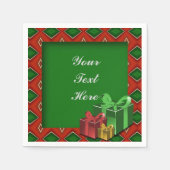 Red & Green Diamond Pattern Kerstmis Napkins Servetten (Voorkant)
