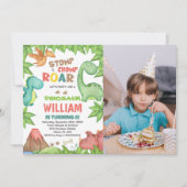 Red Green Dinosaur Invitations Anniversaire avec p (Devant)