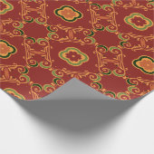 Red Green Elegant Classy  Baroque Pattern Cadeaupapier (Hoek)