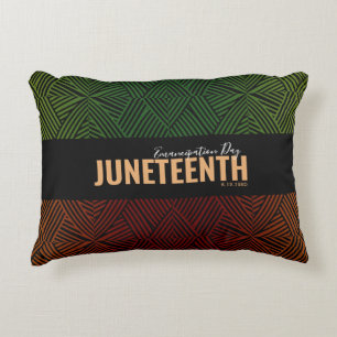 Red Green Emancipation Day June 19 JUNETEENTH Accent Kussen