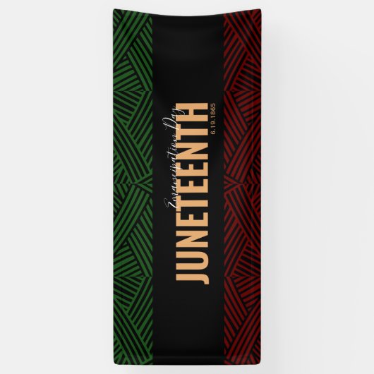 Red Green Emancipation Day June 19 JUNETEENTH Spandoek (Verticaal)