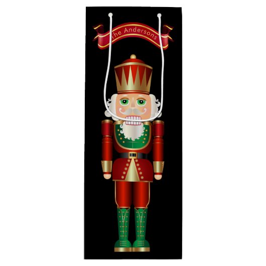Red Green en Gold Nutcracker Wijn Cadeautas (Voorkant)