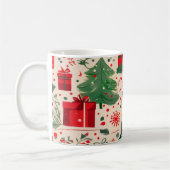 Red Green Festive Christmas Pattern Coffee Mug  (Gauche)