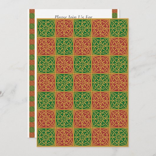 Red Green Fleur de Lis Custom Holiday 5x7 Kaart (Voorkant / Achterkant)
