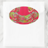 Red & Green Flora Hakuna Matata Gifts Ovale Sticker (Tas)