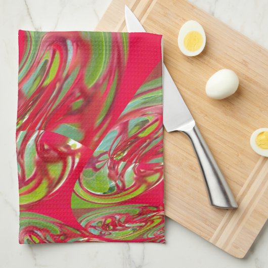 Red & Green Flora Hakuna Matata Gifts Theedoek (Quarter Fold)