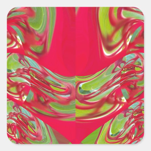 Red & Green Flora  Hakuna Matata Gifts Vierkante Sticker (Voorkant)