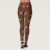  Red & Green Floral Kaleidoscope Leggings (Dos)