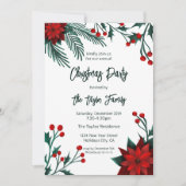Red Green Floral met kerstmis, Pattern Invitati Kaart (Voorkant)