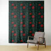 Red Green Floral met kerstmis, rode patroonspeld Wandkleed (In situ)