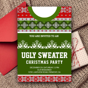Red Green Funny Tacky Ugly Sweater kerstparty Kaart