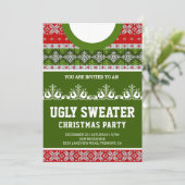 Red Green Funny Tacky Ugly Sweater kerstparty Kaart (Staand voorkant)