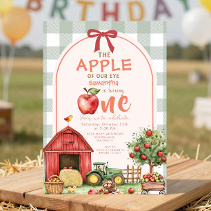 Red Green Gingham Apple Waterverf eerste verjaarda Kaart