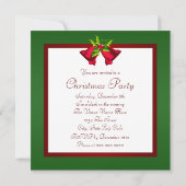 Red Green Gingham Red Bells Holly Kerstfeest Kaart (Achterkant)