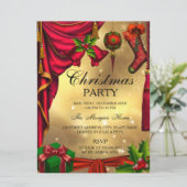 Red Green Gold fête Noël Invitation de Noël (Debout devant)