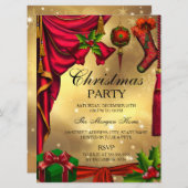 Red Green Gold fête Noël Invitation de Noël (Devant / Derrière)
