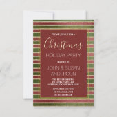 Red Green - Gold Foil Noël Fête Invitation (Devant)