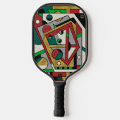 Red Green & Gold Geometric Abstract Pickleball Paddle (Achterkant)
