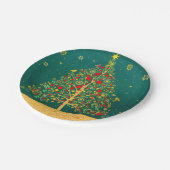 Red Green Gold Glitter Chrismas Winter Bird Tree Papieren Bordje (Gekanteld)