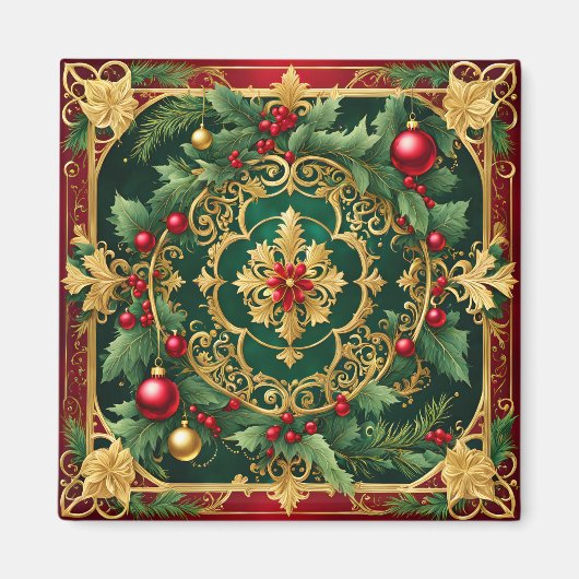 Red Green Gold Noël Magnet (Devant)
