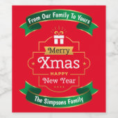 Red Green Gold Vin Étiquette de Noël (Étiquettes simples)